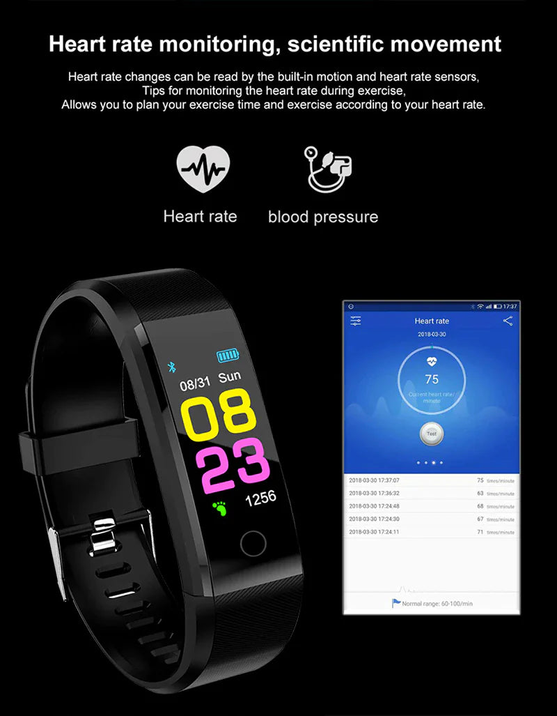 Health Smartwatch with Activity & BP Tracking